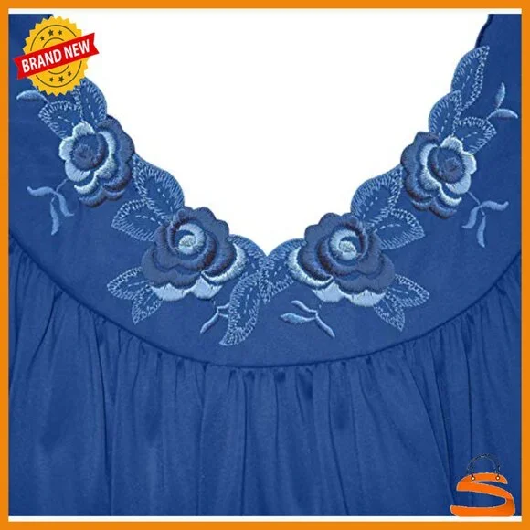 Sleeveless Nylon Nightgown & Robe Set, Petals Embroidery, Medium Size - Picture 5 of 6